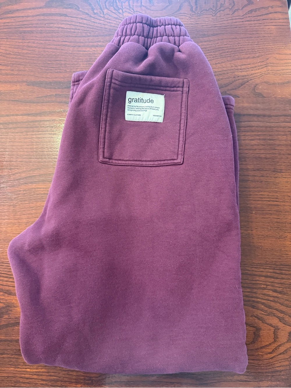 Gratitude Maroon Sweatpants - Comfortable Fleece Joggers
